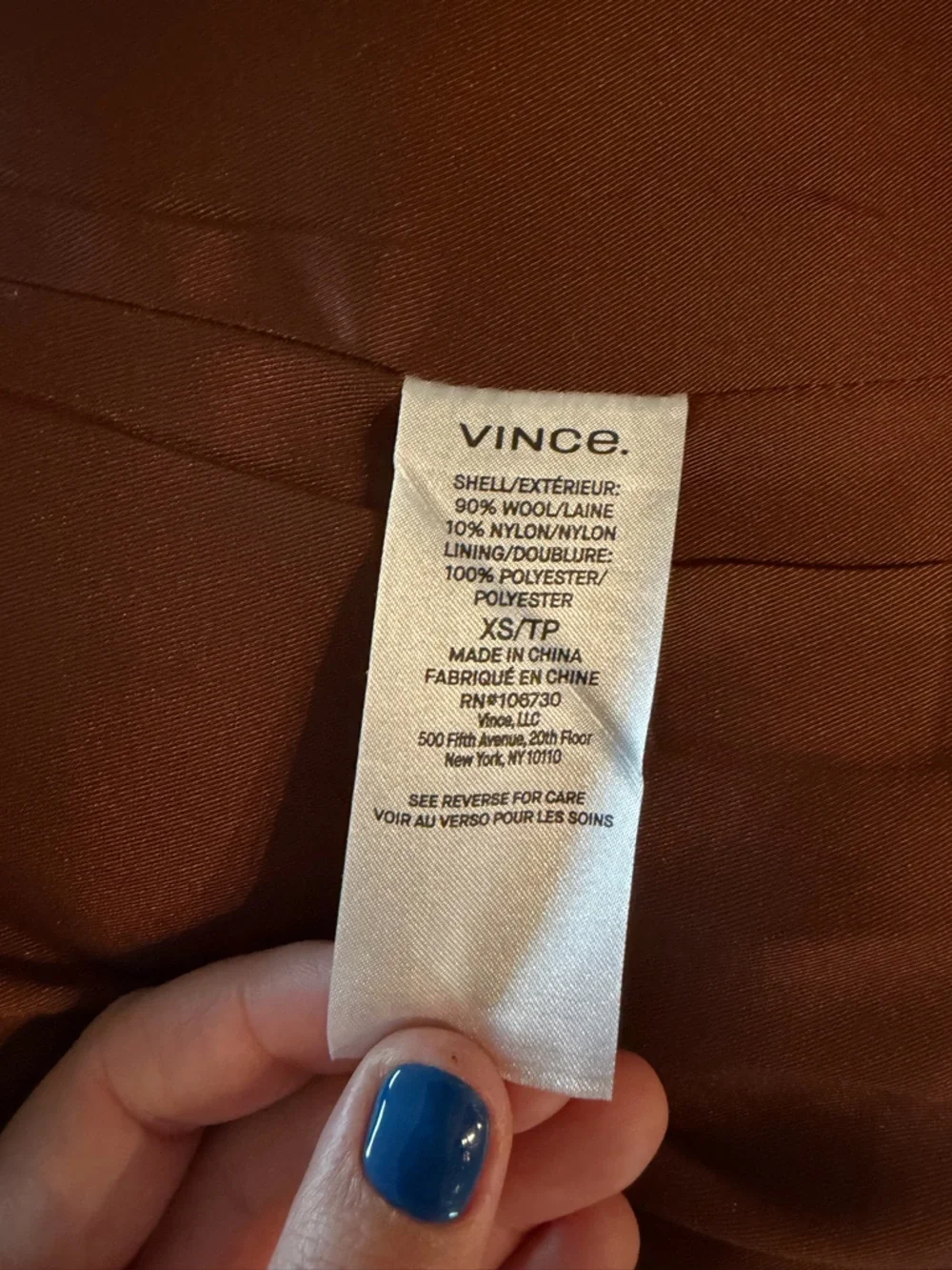 Vince Rust-Brown Wool Blend Coat - Picture 5 of 5